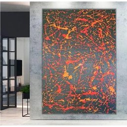 Quadro Tela Abstrato Sala Pintado Horizontal Pollock Pintura - 4