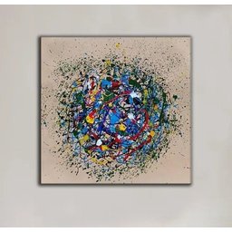 Quadro Decorativo Abstrato Sala Pintado Mao Pintura Pollock - 2