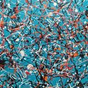 Ver imagem 3 de Quadro Abstrato Para Sala Hall - Pollock Azul Colorido