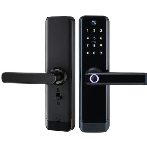 Fechadura Digital Inteligente Wi-Fi com Câmera HD Visão Noturna Biometria Senha Cartão Rfid Ic App T