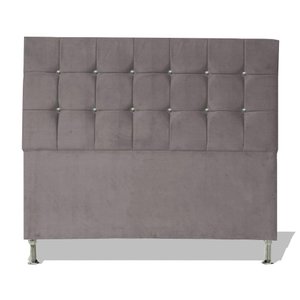 Cabeceira de Cama Box Cristal Casal 140 Cm Botão Strass Suede Prata Eli Móveis
