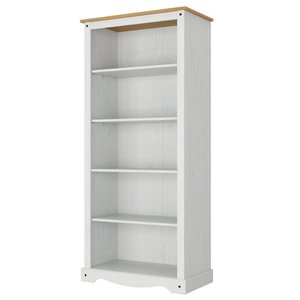 Estante com 5 Nichos de Madeira Maciça Branco Lavado