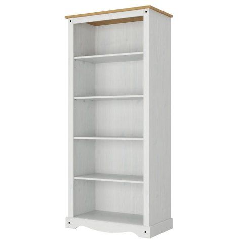 Estante com 5 Nichos de Madeira Maciça Branco Lavado