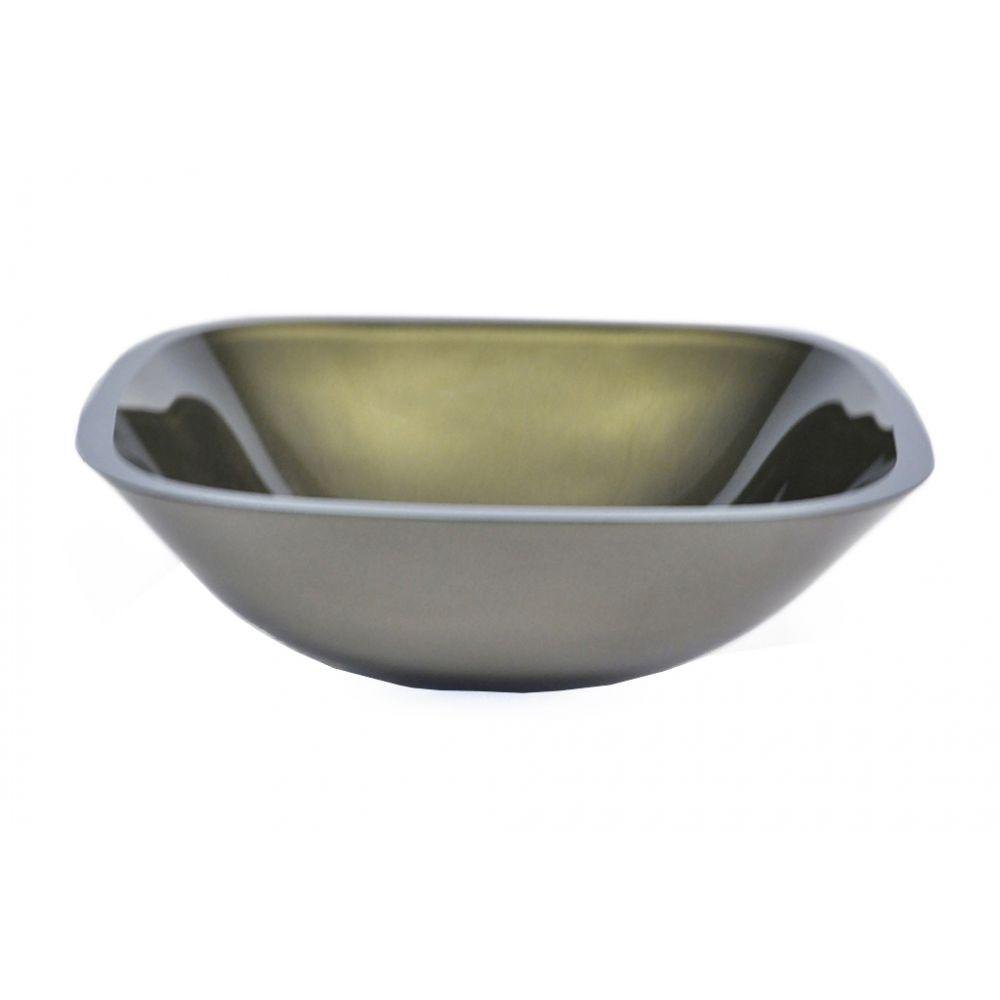 Cuba de Vidro Quadrada 35cm Ouro Envelhecido - 2