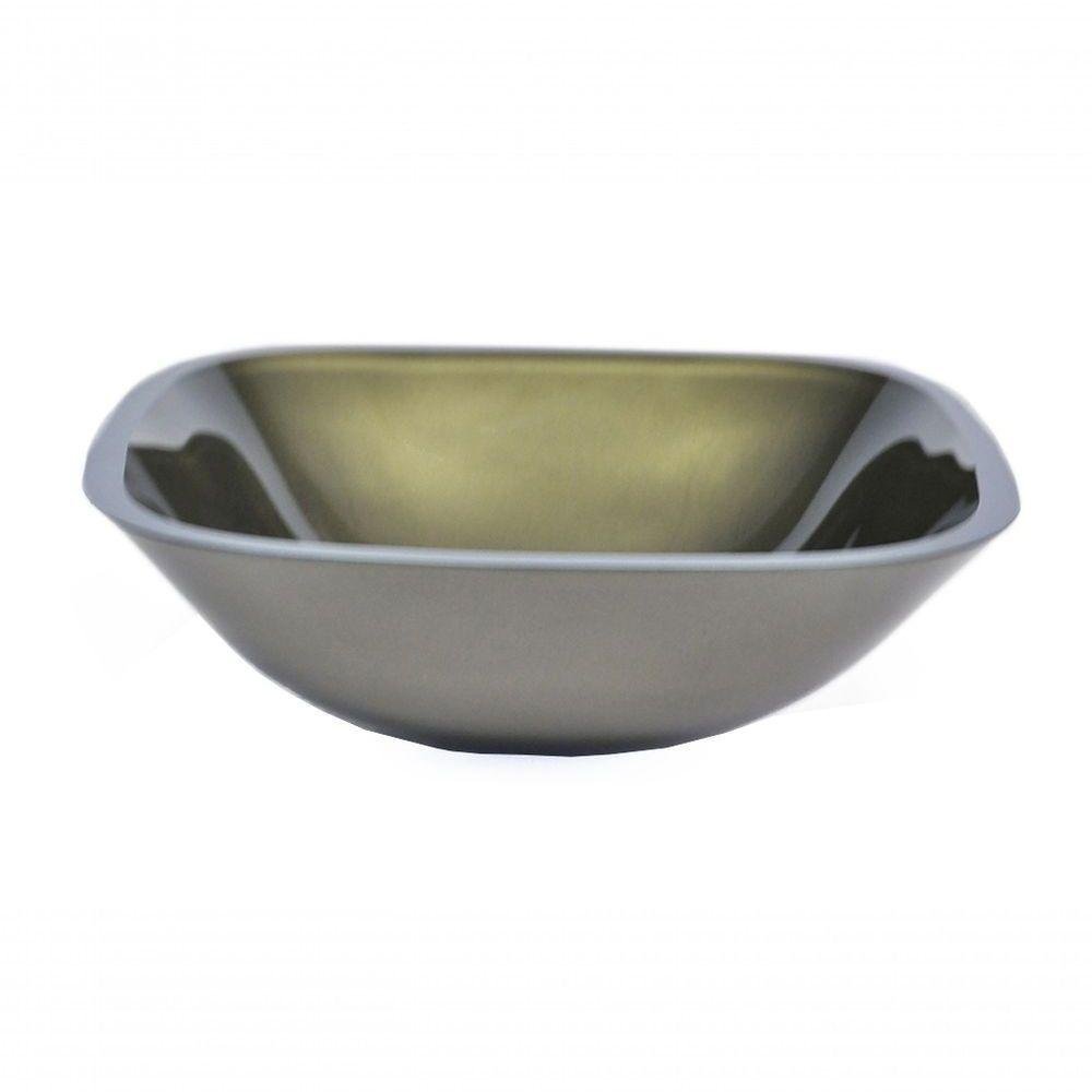 Cuba de Vidro Quadrada 35cm Ouro Envelhecido - 1
