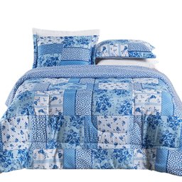 Edredom King 3 peças Dupla face Inverno Quente Bouti Estampado:Azul Sereno - 4
