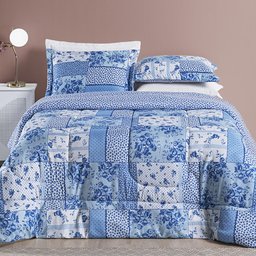 Edredom King 3 peças Dupla face Inverno Quente Bouti Estampado:Azul Sereno - 1