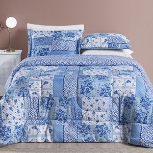 Edredom King 3 peças Dupla face Inverno Quente Bouti Estampado:Azul Sereno