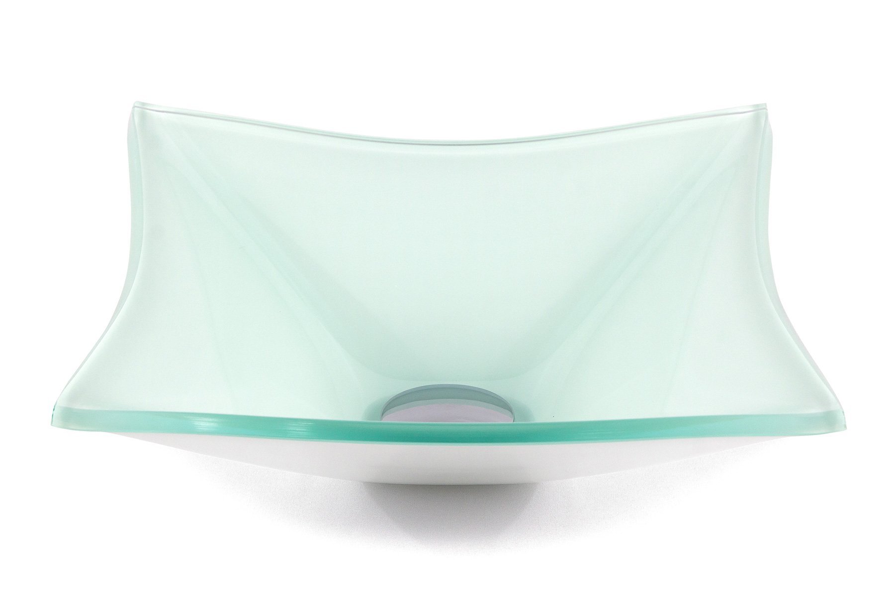 Cuba Banheiro Lavabo Vidro Quadrada RT 30cm + Válvula Click:Branco - 1