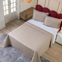 Ver imagem 4 de Kit Cobre Leito Rubine Casal Bordado Micropercal 400 Fios Colcha Liso 3 Peças Bege