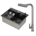 Ver imagem 1 de Kit Cuba Gourmet Mônaco Preto Aço Inox 304 e Torneira Gourmet Tóquio Grafite Goldenx