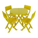 Ver imagem 1 de Conjunto 1 Mesa 4 Cadeira Dobrável Plástico Bar Varanda Açaí Cor:branco