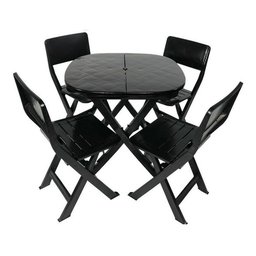Conjunto 1 Mesa 4 Cadeira Dobrável Plástico Bar Varanda Açaí Cor:branco - 4