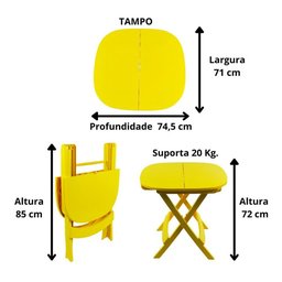 Conjunto 1 Mesa 4 Cadeira Dobrável Plástico Bar Varanda Açaí Cor:branco - 3