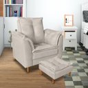 Ver imagem 1 de Poltrona para Quarto de Bebê Amamentação Confortavel com Puff Fibras Macias Bege