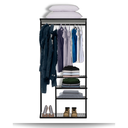 Ver imagem 1 de Cabideiro Arara Closet Casal Prateleira Aço Aramado - 1,00m Pt