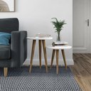 Ver imagem 2 de Conjunto Mesa Lateral e Apoio Retrô com Pé Palito de Madeira Lírio:branco