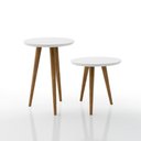Ver imagem 1 de Conjunto Mesa Lateral e Apoio Retrô com Pé Palito de Madeira Lírio:branco