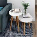Ver imagem 3 de Conjunto Mesa Lateral e Apoio Retrô com Pé Palito de Madeira Lírio:branco