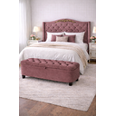 Ver imagem 1 de Kit de Quarto Lisboa Cabeceira de Cama Box e Calçadeira Baú Queen 160 Cm Suede Rose Eli Móveis e Dec