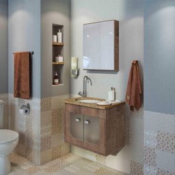 Gabinete Suspenso para Banheiro com Cuba e Espelheira 2 Portas Top Gaam Móveis - 2