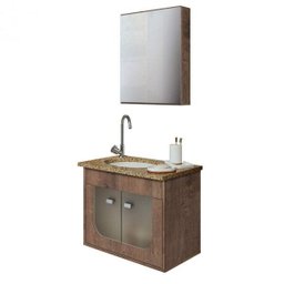 Gabinete Suspenso para Banheiro com Cuba e Espelheira 2 Portas Top Gaam Móveis - 1