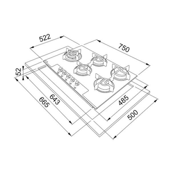 Cooktop Pure White Franke 755 4G - 3