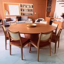 Ver imagem 2 de Mesa de Jantar Redonda 160cm Mogny Madeira Maciça Castanho Claro - Sallar Home