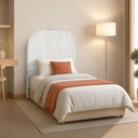Ver imagem 1 de Cabeceira Cama Box Solteiro 100 Cm Estofada Revestida em Bouclé Orgânica