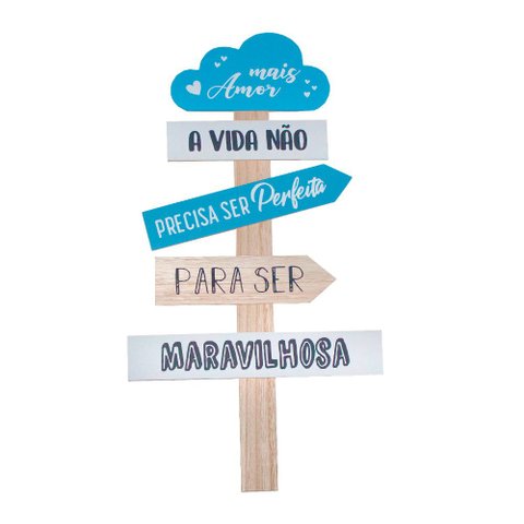 Placa Madeira Frase Vida Não Precisa Ser Perfeita ..