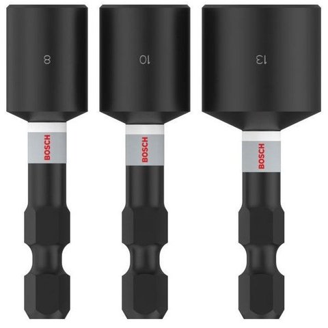 Jogo de Soquete de Impacto Bosch 1/4pol 8x10x13mm C/3pcs