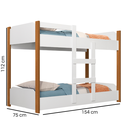 Ver imagem 4 de Beliche Infantil 100% MDF com 2 Colchões Brinde 1,50 Cor Branco com Amadeirado