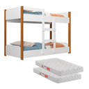 Ver imagem 2 de Beliche Infantil 100% MDF com 2 Colchões Brinde 1,50 Cor Branco com Amadeirado