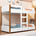 Ver imagem 1 de Beliche Infantil 100% MDF com 2 Colchões Brinde 1,50 Cor Branco com Amadeirado