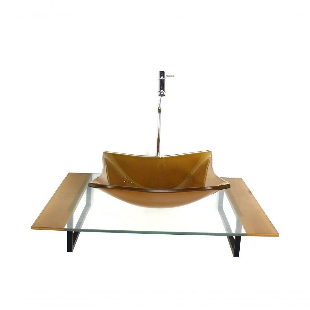 Kit Cuba de Vidro Quadrada com Tampo e Suporte Preto - 1