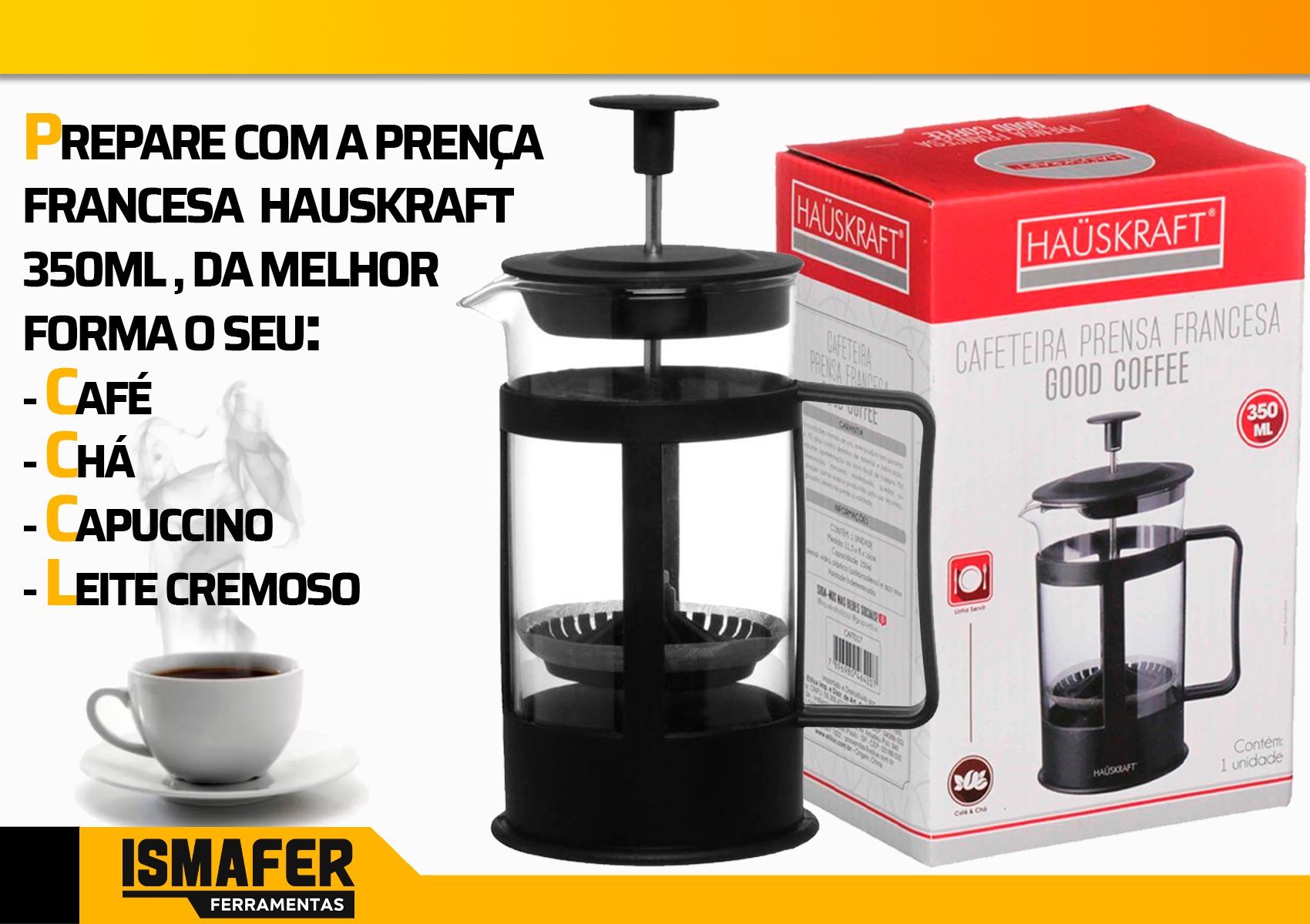 Cafeteira Prensa Francesa Café Chá Capuccino Leite Cremoso - 2