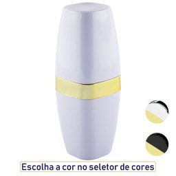 Suporte Porta Escova e Creme Dental Com Tampa Detalhe Dourado - Branco-Dourado - 6