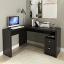 Ver imagem 1 de Mesa para Escritório de Canto 1,36x1,13m 2 Gavetas Várias Cores Me4129 Tecno Mobili - Preto