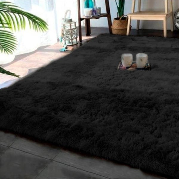 Tapete de Sala Felpudo Aconchego Retangular 200x240cm Casen Cor: Preto - 1