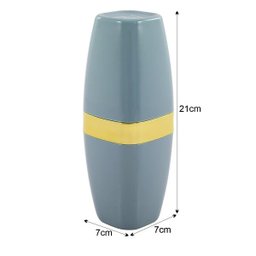 Suporte Porta Escova e Creme Dental Com Tampa Detalhe Dourado - Azul aço - 3
