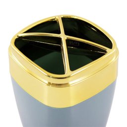 Suporte Porta Escova e Creme Dental Com Tampa Detalhe Dourado - Azul aço - 5