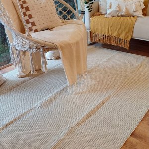 Tapete Artesanal Algodão Sala Quarto Slim Areia 1,50 X 2,50