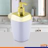 Porta Sabonete Líquido Para Bancada 250ml Dourado - Branco-Dourado - 3