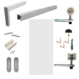Kit Completo: Porta de Correr 1m com Batente e Trilho 2m - Branco
