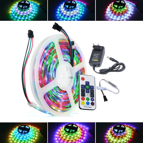 Kit Fita Led 2811 Rgb 358 Efeitos 30 Led’s Silicone Ip67 Prova D’água 12v Controle + Fonte