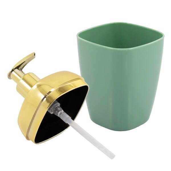 Porta Sabonete Líquido Para Bancada 250ml Dourado - Verde claro - 6