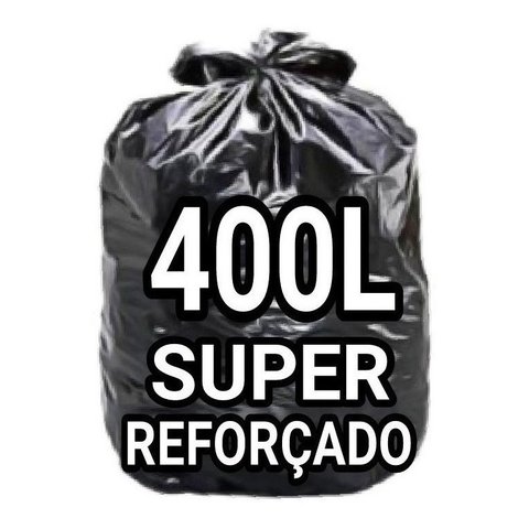 Sacos de Lixo 400 Litros Super Reforçado 100 Un Fabricante Preto