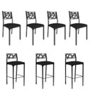 Ver imagem 1 de Kit 4 Cadeiras e 3 Banquetas Luiza Gourmet-Assento corino preto