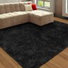 Tapete de Sala/Quarto Peludo Pelliccia 2,00Mx1,40M Cores Variadas Casen Cor: Preto - 1
