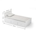 Ver imagem 4 de Cama Solteiro 03 Gavetas - Madeira Maciça Branco